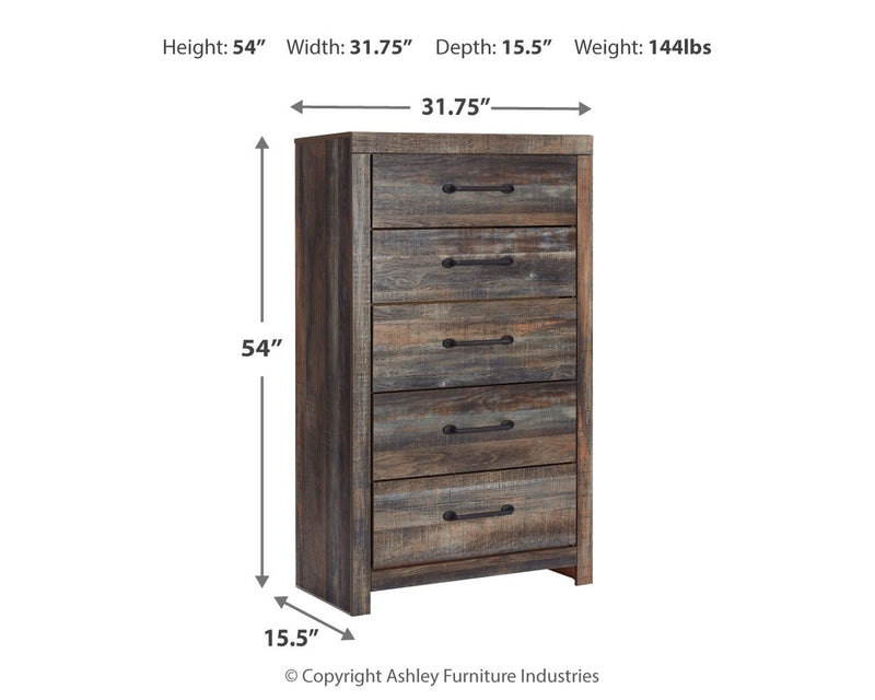 Drystan - Five Drawer Chest - Brown / Beige - R&R Furniture Gallery (Fountain Valley, CA)