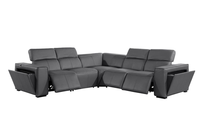 1224 - 5-Piece L-Shaped Sectional Sofa In With 3 Power Recliners & Power Headrests
