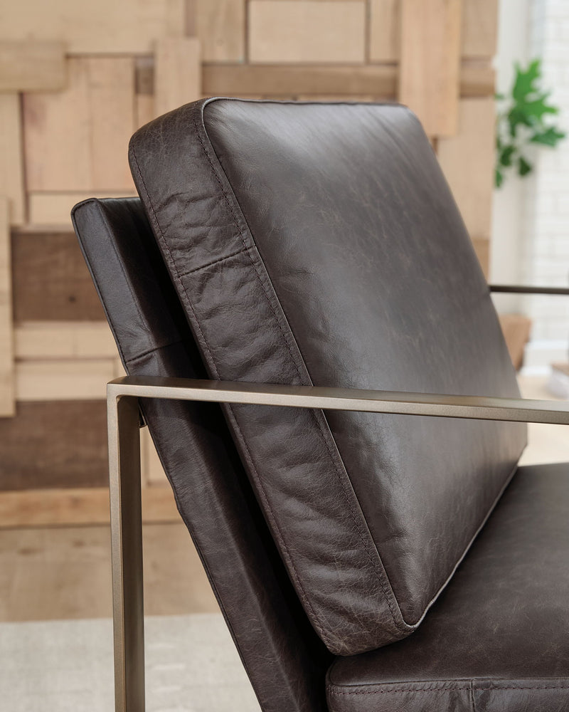 Bradett - Accent Chair - Dark Brown / Gold Finish - R&R Furniture Gallery (Fountain Valley, CA)