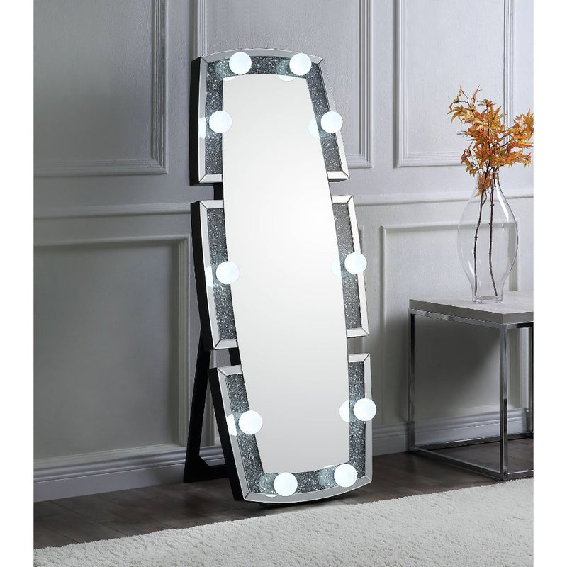 Noralie - 63" X 26" Floor Mirror With Faux Diamonds - Mirrored - R&R Furniture Gallery (Fountain Valley, CA)