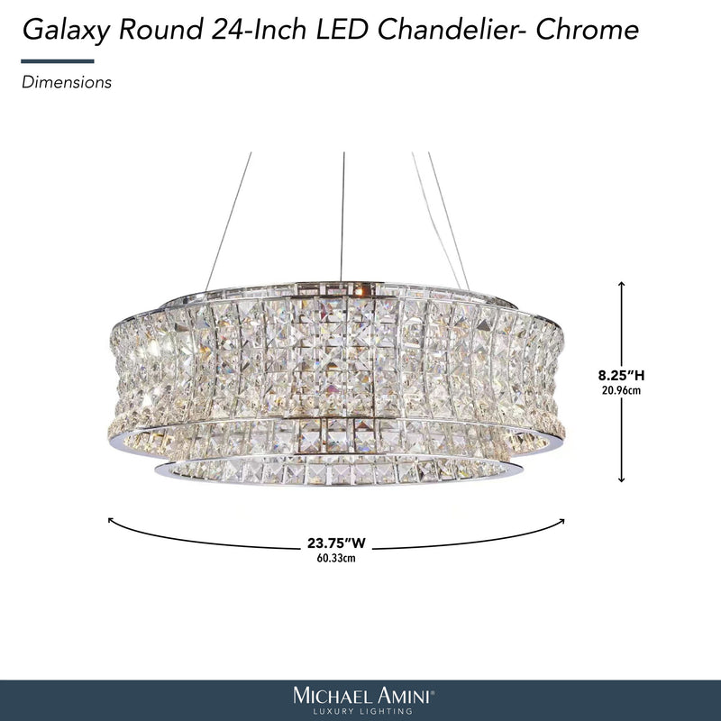 Michael Amini Lighting - Galaxy 24" Round LED Crystal Chandelier - Chrome