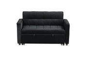 Maeve - Convertible Sleeper Loveseat With Tufting and Side Pocket - Black - R&R Furniture Gallery (Fountain Valley, CA)