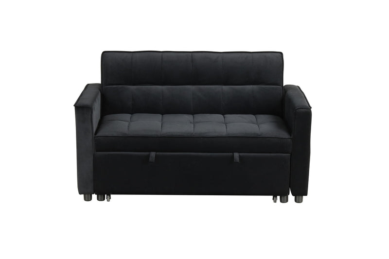 Maeve - Convertible Sleeper Loveseat With Tufting and Side Pocket - Black - R&R Furniture Gallery (Fountain Valley, CA)