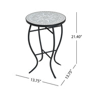 Outdoor Round Side Table With Mosaic Style Top And Curved Iron Legs - R&R Furniture Gallery (Fountain Valley, CA)
