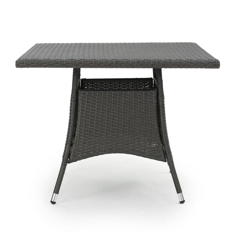 Outdoor Rattan Square Dining Table With 4 Legs - Gray - R&R Furniture Gallery (Fountain Valley, CA)