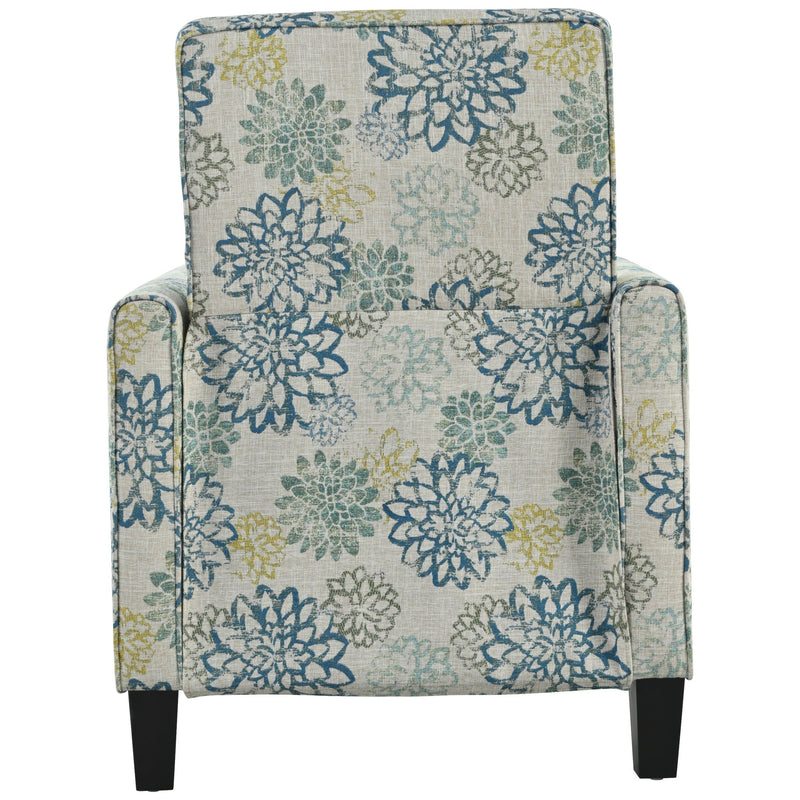 Upholstered Push Back Recliner Chair For Living Room - Blue