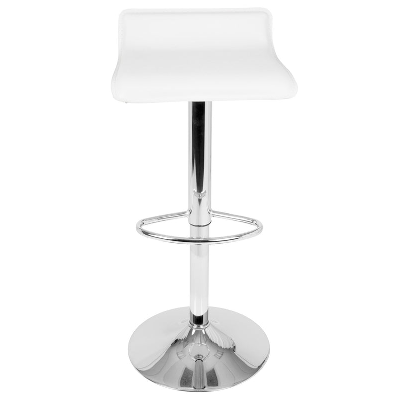 Set of two Lumi Source Ale contemporary adjustable barstools with wooden seats and metal bases.