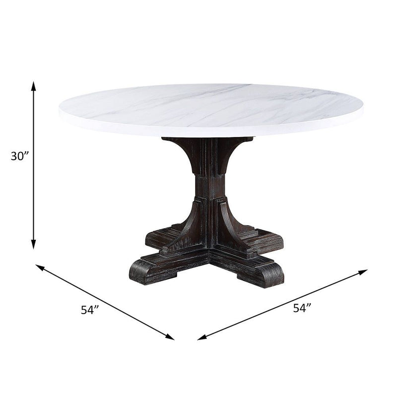 Gerardo - Dining Table - White Marble Top & Weathered Espresso - R&R Furniture Gallery (Fountain Valley, CA)