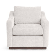 Classic Home Aspen accent arm chair with plush fabric upholstery and wooden legs, stylishly designed for living room decor.