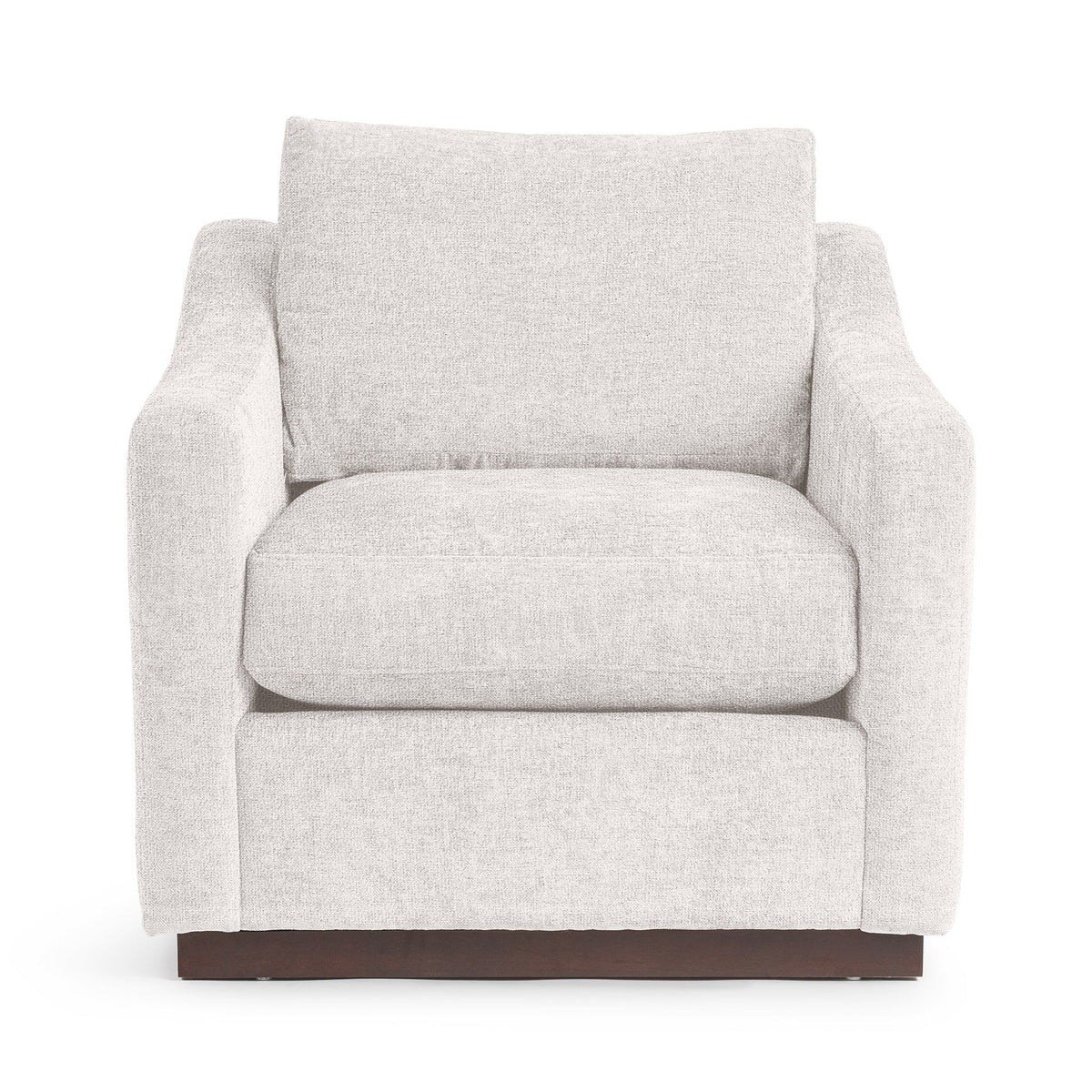Classic Home Aspen accent arm chair with plush fabric upholstery and wooden legs, stylishly designed for living room decor.