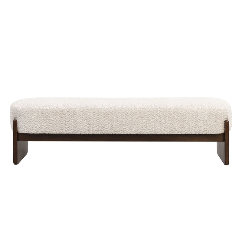 Noble House Loop Yarn Ottoman bench with a textured, woven design in neutral tones, perfect for living room or entryway decor.