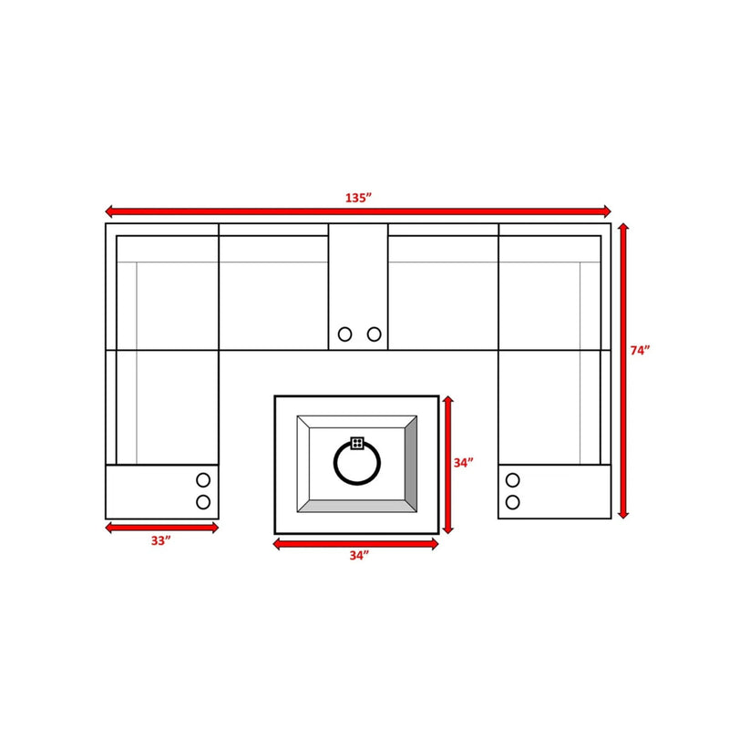 Patio Seating Set With Cushions And Fire Pit - Brown - R&R Furniture Gallery (Fountain Valley, CA)