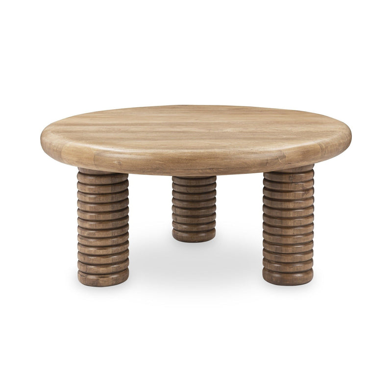 Ilaria - Reclaimed Wood Round Coffee Table - Sand Washed - R&R Furniture Gallery (Fountain Valley, CA)
