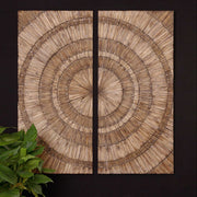 Light brown Lanciano wood wall art by Uttermost, featuring textured, artistic wall decor for modern interior design.
