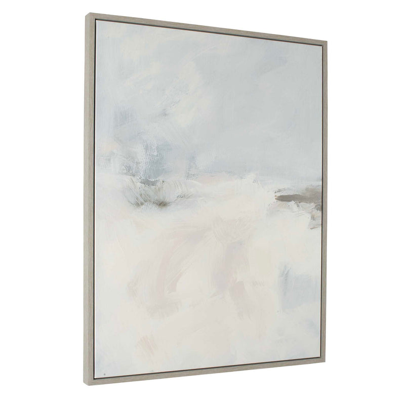 Simple Serenity - Framed Abstract Art - White / Light Blue