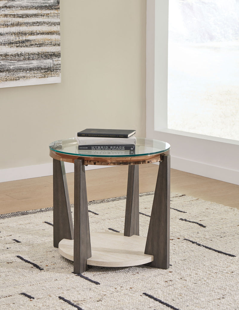 Frazwa - Round End Table - Multi - R&R Furniture Gallery (Fountain Valley, CA)