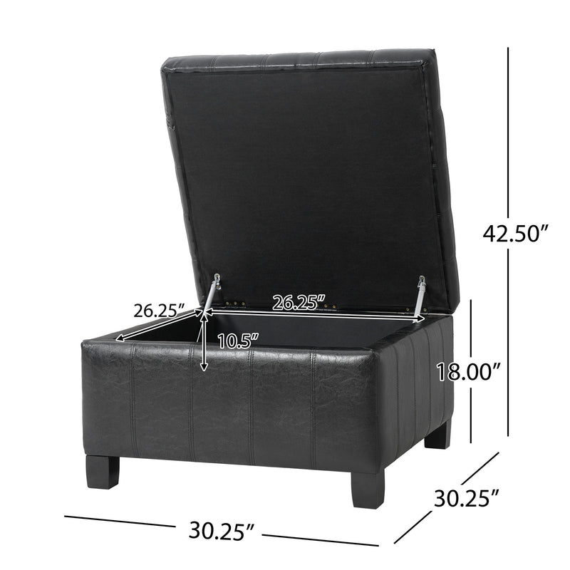 Square Tufted Indoor Ottoman With Lift-Top Storage - R&R Furniture Gallery (Fountain Valley, CA)