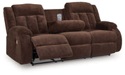 Free Wake - Reclining Power Sofa With Drop Down Table - Chocolate - R&R Furniture Gallery (Fountain Valley, CA)