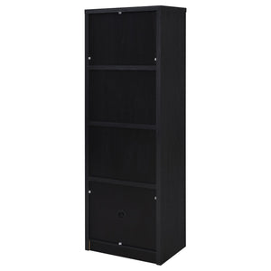Sloat - 3 Shelf Media Tower With Cabinet Storage - Black