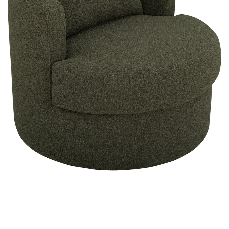 TOV Furniture Silvi swivel chair with a modern design, featuring a rounded backrest and sleek metal base.