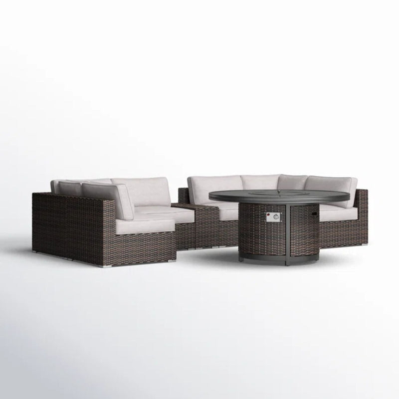 Rattan Patio Set With Comfortable Cushions And Fire Pit - R&R Furniture Gallery (Fountain Valley, CA)