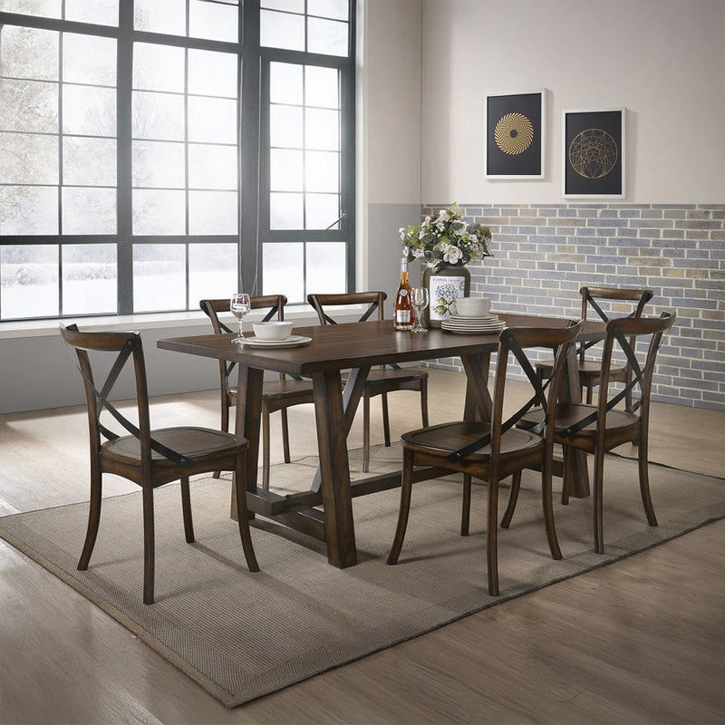 Kaelyn - Side Chair (Set of 2) - Dark Oak & Black Metal - R&R Furniture Gallery (Fountain Valley, CA)