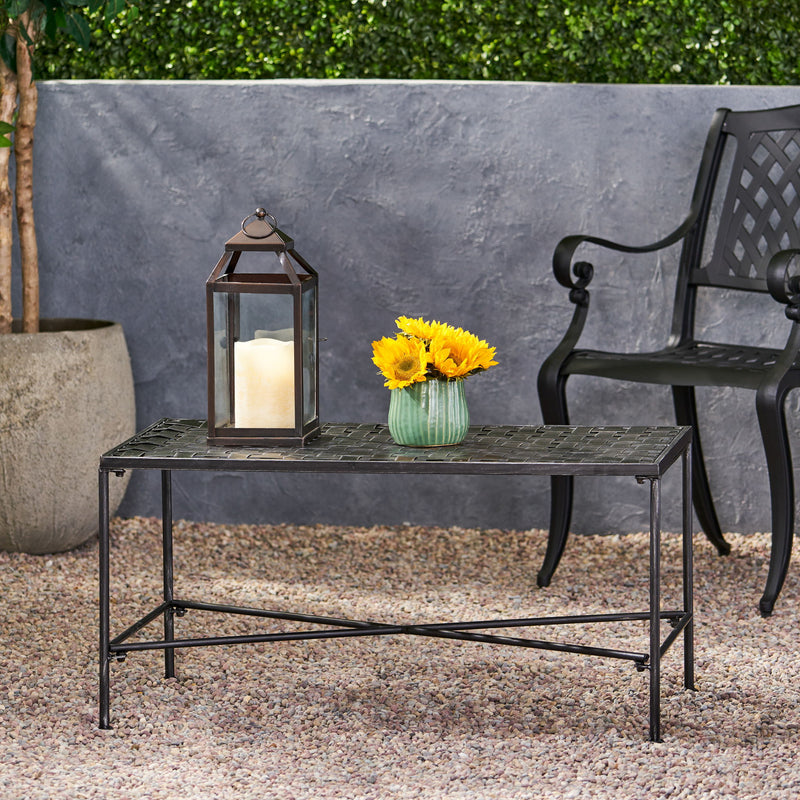 Luna - Outdoor Iron Coffee Table - Black Brush Silver - R&R Furniture Gallery (Fountain Valley, CA)