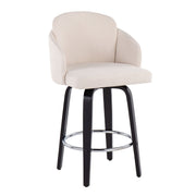 Lumi Source Dahlia contemporary counter stool set with round footrests, featuring sleek modern design and comfortable seating for kitchen bar.