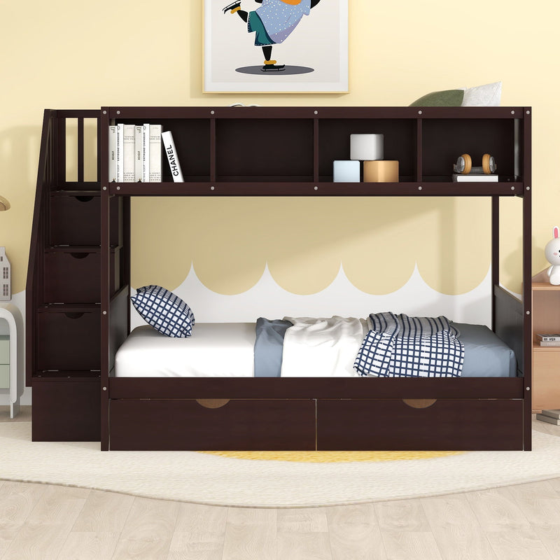 Bunk Bed With Shelfs, Storage Staircase And 2 Drawers - R&R Furniture Gallery (Fountain Valley, CA)