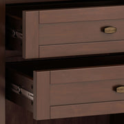 Handcrafted Warm Shaker bedside table by Simpli-Home, showcasing a natural wood finish and compact accent nightstand design.