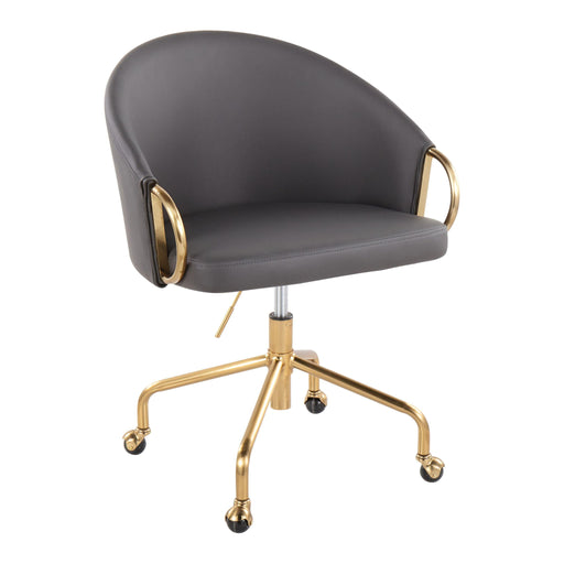 Lumi Source Claire contemporary glam task desk chair with stylish design, black upholstered seat, and chrome base for modern office decor.