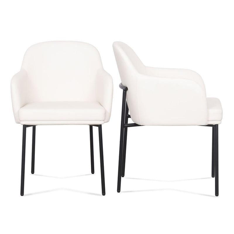Pair of TOV Furniture Sydney armchairs in neutral fabric with wooden legs, modern design, shown side by side.
