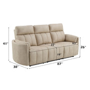 Elison - Motion Sofa - Dark Beige Polish Microfiber - R&R Furniture Gallery (Fountain Valley, CA)