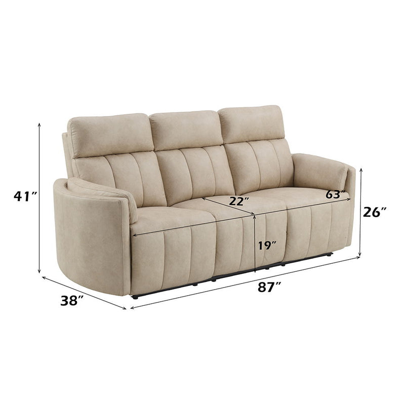 Elison - Motion Sofa - Dark Beige Polish Microfiber - R&R Furniture Gallery (Fountain Valley, CA)