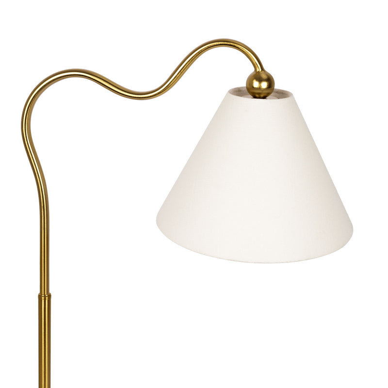 Ornate - Ring Base Curved Table Lamp With Triangle Drum Shade - Gold / White - R&R Furniture Gallery (Fountain Valley, CA)