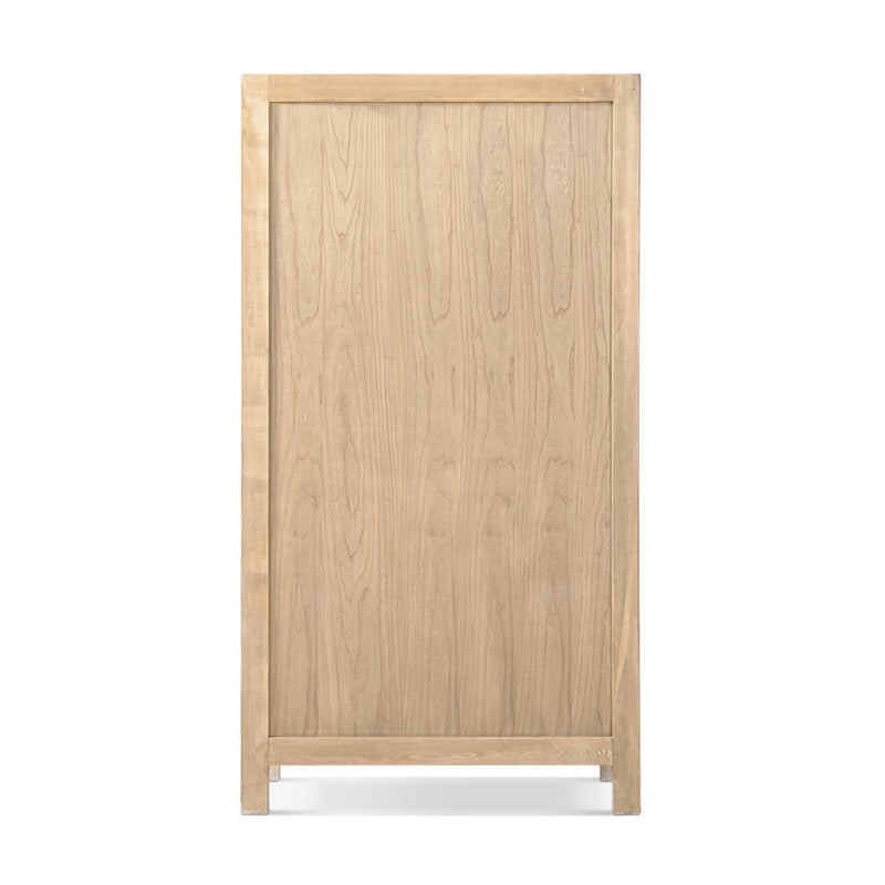 Jennifer Taylor Home Rowan storage cabinet with double doors in natural finish, accent furniture for living room or entryway.