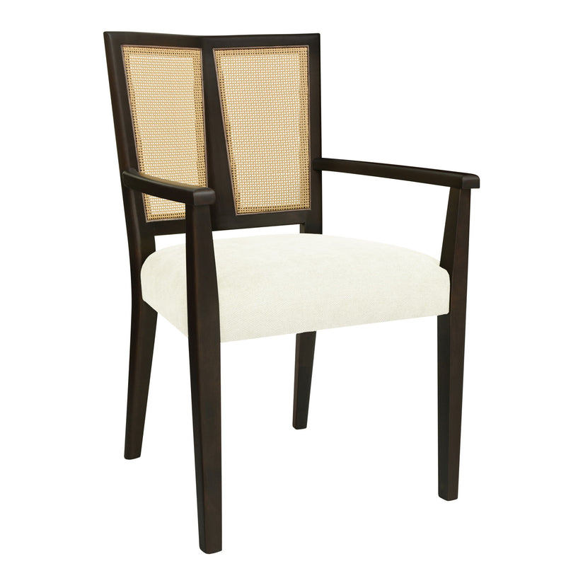 Mid Century Modern Arm Dining Chair Set With Rattan Backrest - R&R Furniture Gallery (Fountain Valley, CA)