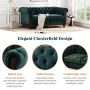 Chesterfield Loveseat Sofa, 2 Person Rolled Arm Upholstered Couch - R&R Furniture Gallery (Fountain Valley, CA)
