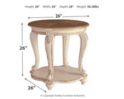 Realyn - Round End Table - White / Brown - R&R Furniture Gallery (Fountain Valley, CA)