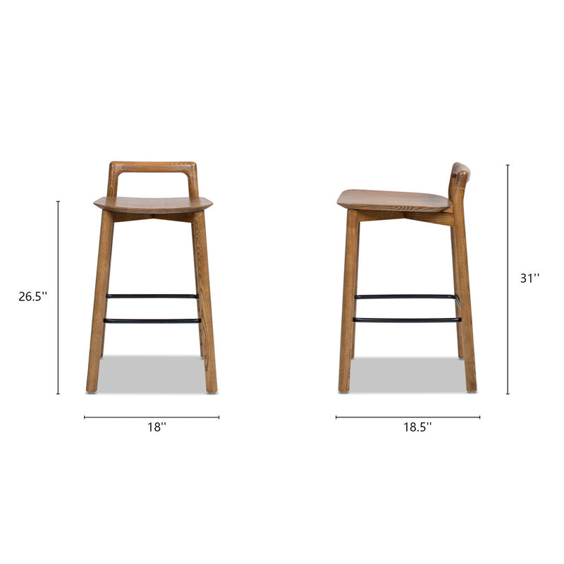 Sven - Modern Minimalist Low Back Counter Stool - Dark Brown Walnut - R&R Furniture Gallery (Fountain Valley, CA)
