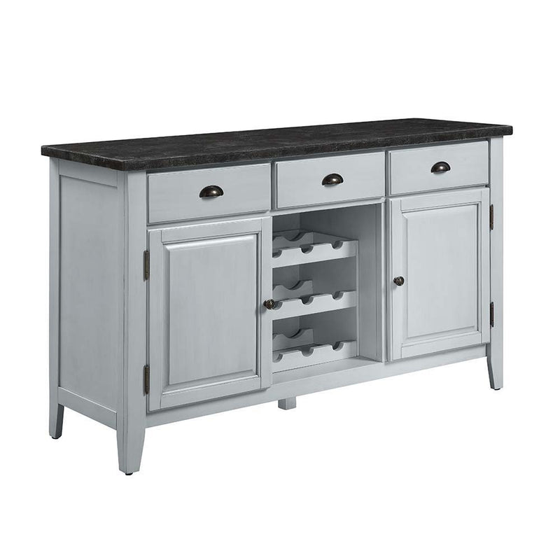 Lanton - Server - Natural Marble & Antique White - R&R Furniture Gallery (Fountain Valley, CA)