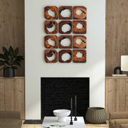 Set of 6 dark brown Adlai wood wall art pieces by Uttermost, modern wall decor for living or office spaces.