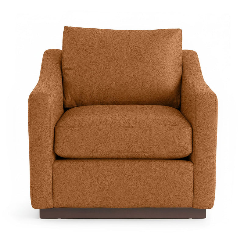 Classic Home Aspen arm chair with plush fabric upholstery and wooden legs, showcasing a modern accent chair design.