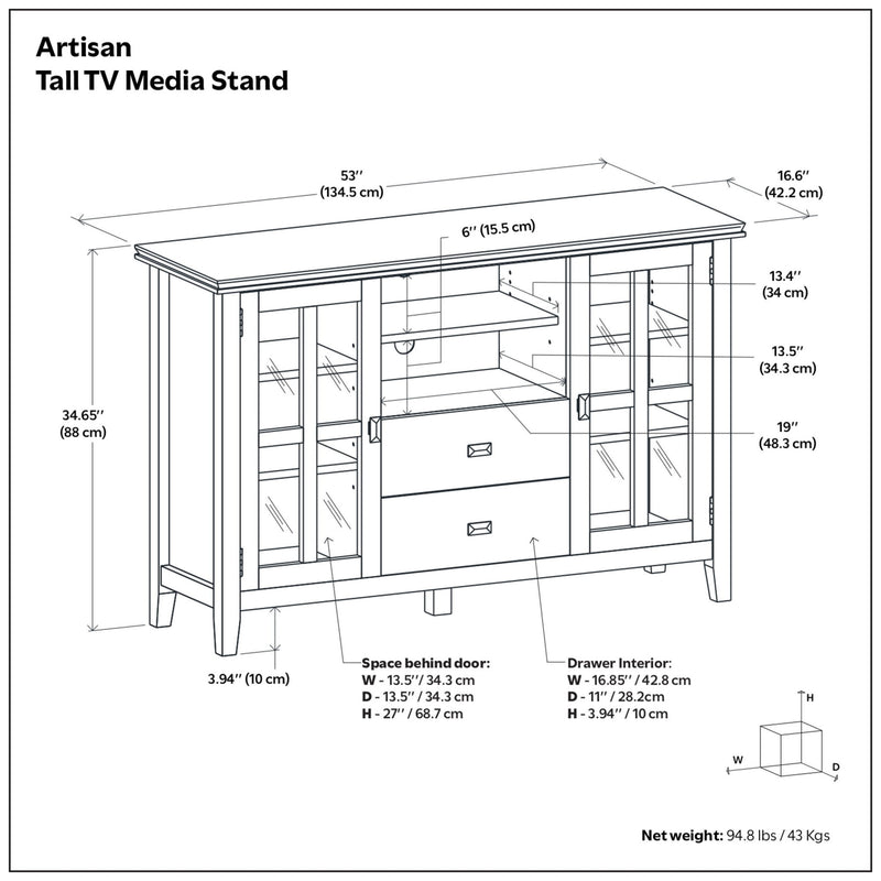 Artisan - Tall TV Media Stand - Dark Chestnut Brown