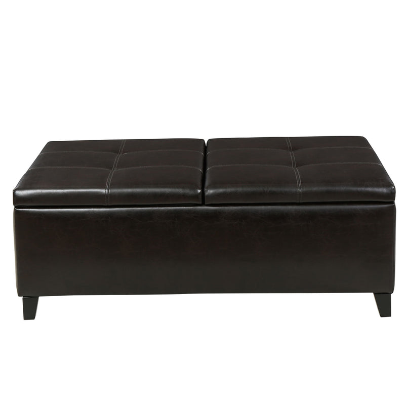 Lanister - Ottoman Double Top Storage - Brown - R&R Furniture Gallery (Fountain Valley, CA)