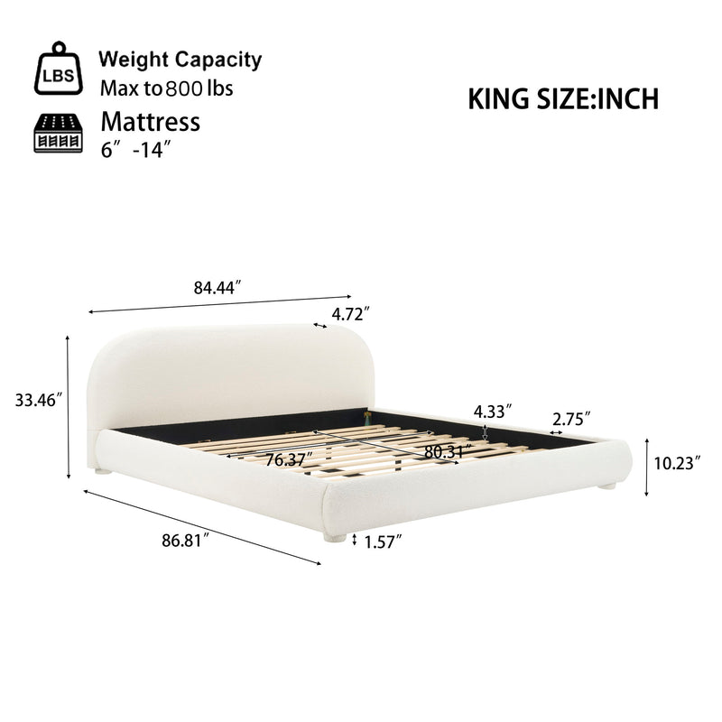 Upholstered Simple Modern Bedroom Bed With Curved Headboard - R&R Furniture Gallery (Fountain Valley, CA)