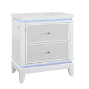 Adalid - Nightstand With Glittered Drawer Front And LED Lighting - White - R&R Furniture Gallery (Fountain Valley, CA)
