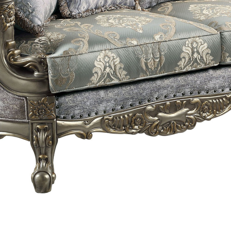 Miliani - Loveseat With 3 Pillows - Fabric & Antique Bronze - R&R Furniture Gallery (Fountain Valley, CA)