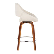 Pair of Lumi Source Fabrico mid-century modern counter stools with wooden legs and upholstered seats, set of two.