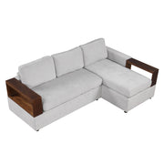 Noble House stationary sectional sofa with upholstered cushions and reversible armrests in a modern living room setting.